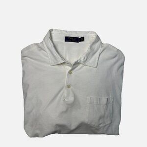 Polo Ralph Lauren Mens Size XL White Long Sleeve Polo Shirt Casual Logo Preppy